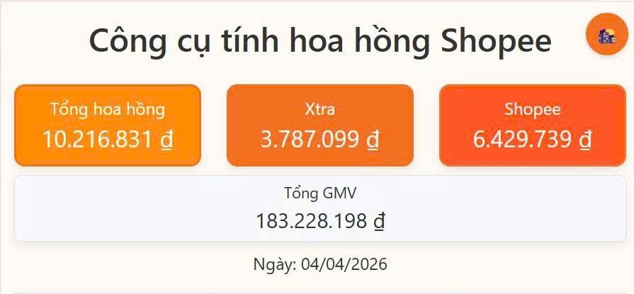 Tổng hoa hồng 10.2tr — 183tr GMV
